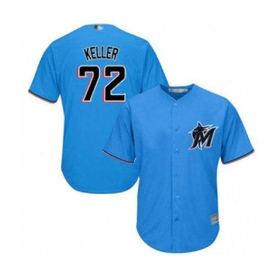 Youth Miami Marlins #72 Kyle Keller Authentic Blue Alternate 1 Cool Base Baseball Player Jersey - Ujersey