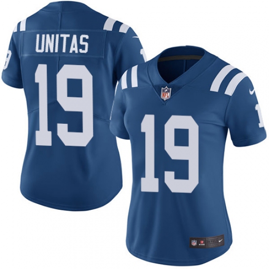 Women's Nike Indianapolis Colts #19 Johnny Unitas Royal Blue Team Color Vapor Untouchable Limited Player NFL Jersey - Ujersey