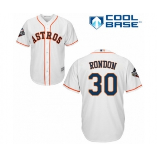 Youth Houston Astros #30 Hector Rondon Authentic White Home Cool Base 2019 World Series Bound Baseball Jersey - Ujersey