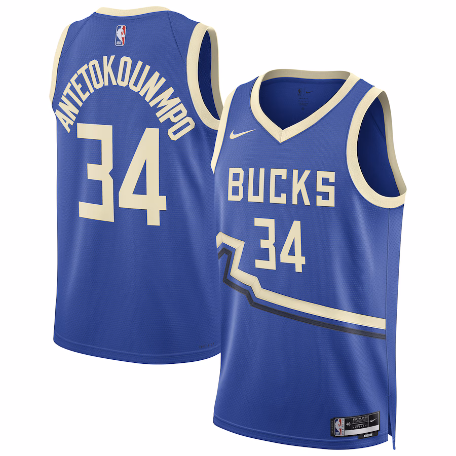Unisex Milwaukee Bucks Giannis Antetokounmpo Nike Royal 2024/25 Swingman Player Jersey - City Edition - Ujersey NHL