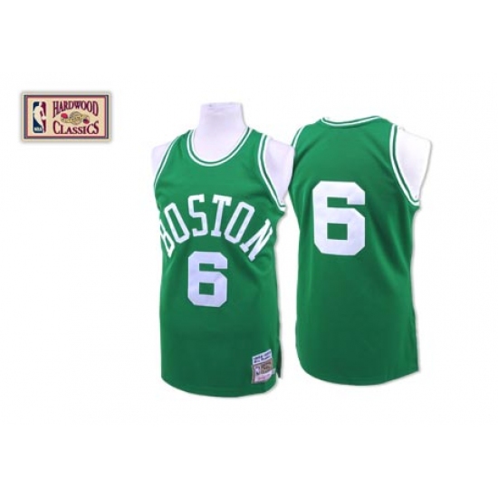 Men's Mitchell and Ness Boston Celtics #6 Bill Russell Authentic Green Throwback NBA Jersey - Ujersey
