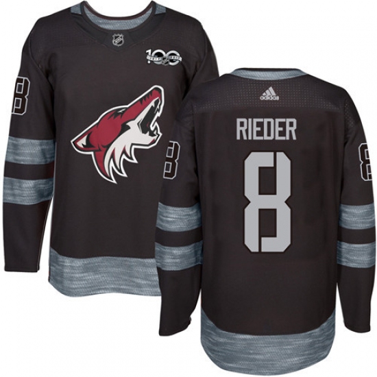 Men's Adidas Arizona Coyotes #8 Tobias Rieder Premier Black 1917-2017 100th Anniversary NHL Jersey - Ujersey