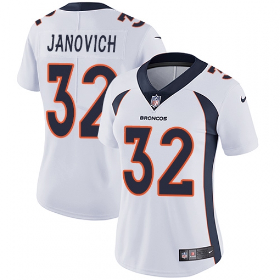 Women's Nike Denver Broncos #32 Andy Janovich White Vapor Untouchable Limited Player NFL Jersey - Ujersey