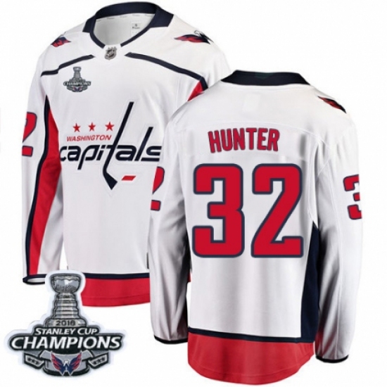 Men's Washington Capitals #32 Dale Hunter Fanatics Branded White Away Breakaway 2018 Stanley Cup Final Champions NHL Jersey - Ujersey
