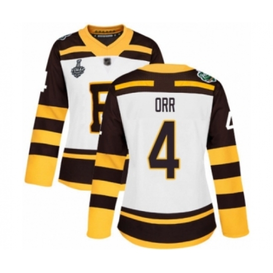 Women's Boston Bruins #4 Bobby Orr Authentic White Winter Classic 2019 Stanley Cup Final Bound Hockey Jersey - Ujersey