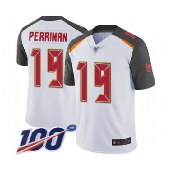 Men's Tampa Bay Buccaneers #19 Breshad Perriman White Vapor Untouchable Limited Player 100th Season Football Jersey - Ujersey