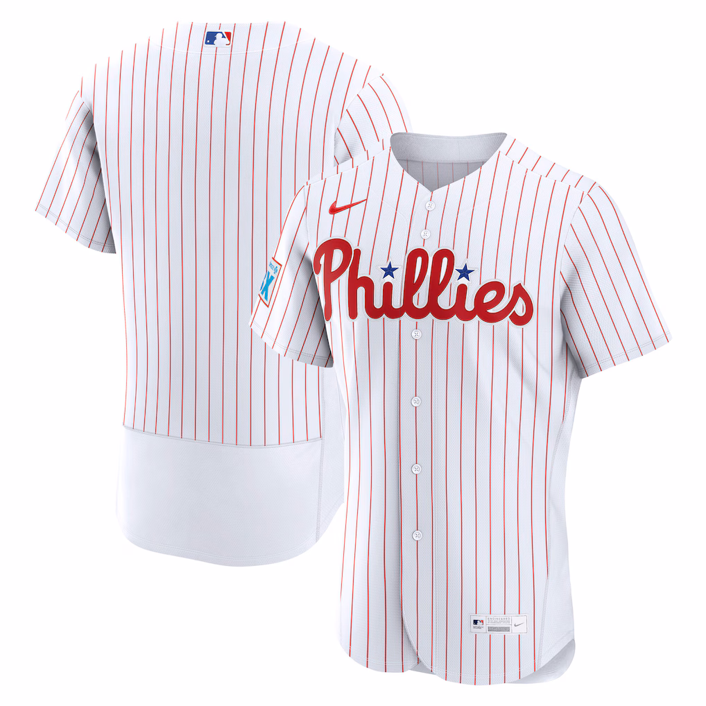 Men's Philadelphia Phillies Nike White Home Sponsor Patch Authentic Jersey - ujerseystore