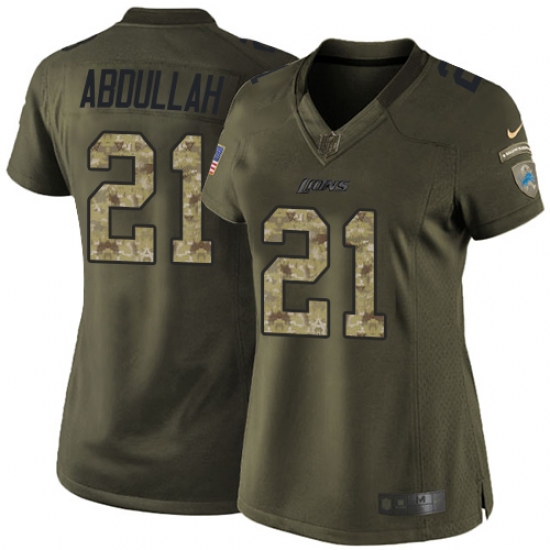 Women's Nike Detroit Lions #21 Ameer Abdullah Elite Green Salute to Service NFL Jersey - Ujersey