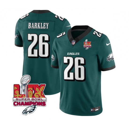 Men's Philadelphia Eagles #26 Saquon Barkley Green 2025 Eagles Logo Super Bowl LIX New F.U.S.E. Vapor Untouchable Limited Football Stitched Jersey