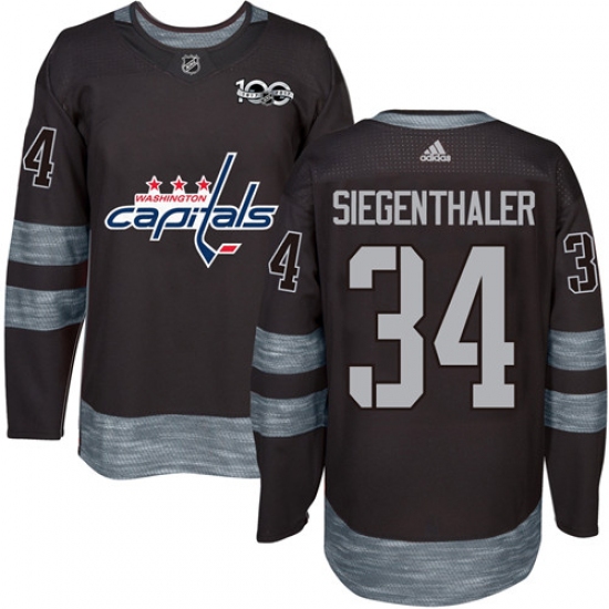 Men's Adidas Washington Capitals #34 Jonas Siegenthaler Premier Black 1917-2017 100th Anniversary NHL Jersey - Ujersey