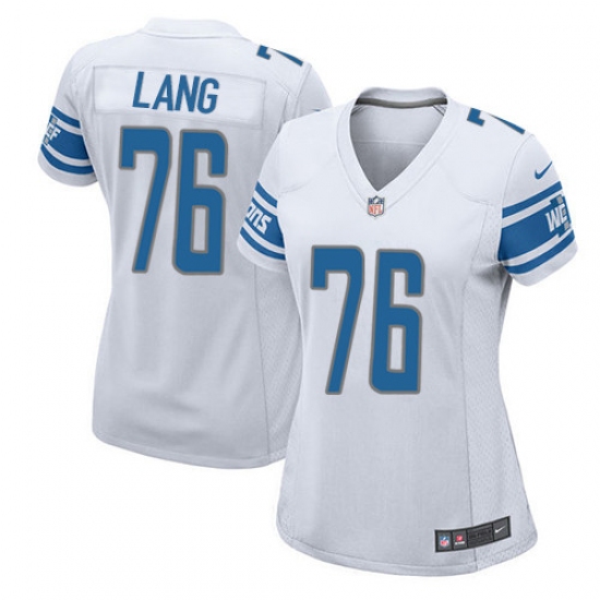 Women's Nike Detroit Lions #76 T.J. Lang Game White NFL Jersey - Ujersey
