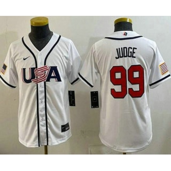 Youth USA #99 Aaron Judge White 2026 World Baseball Classic Cool Base Jersey