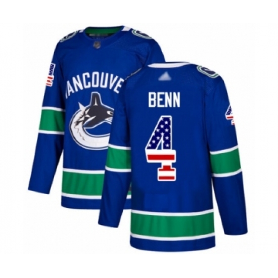 Youth Vancouver Canucks #4 Jordie Benn Authentic Blue USA Flag Fashion Hockey Jersey - Ujersey
