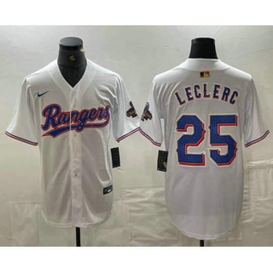 Men's Texas Rangers #25 Jose Leclerc White 2024 Gold Collection Limited Cool Base Jersey - Ujersey
