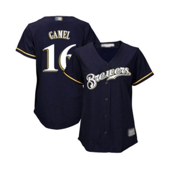 Women's Milwaukee Brewers #16 Ben Gamel Replica Navy Blue Alternate Cool Base Baseball Jersey - Ujersey