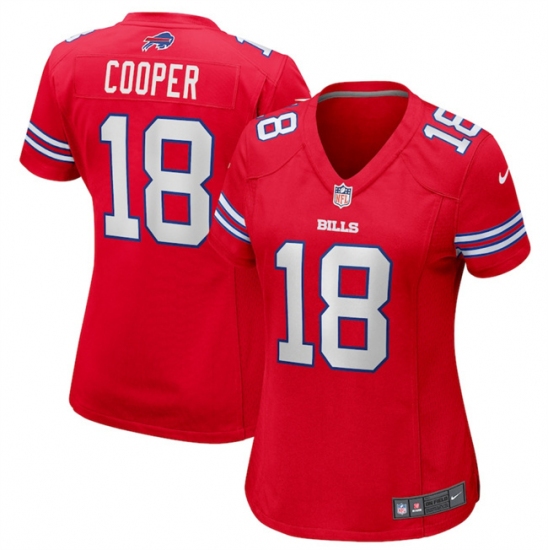 Women's Buffalo Bills #18 Amari Cooper Red Stitched Football Jersey(Run Small) - Ujersey