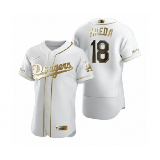 Men's Los Angeles Dodgers #18 Kenta Maeda Nike White Authentic Golden Edition Jersey - Ujersey
