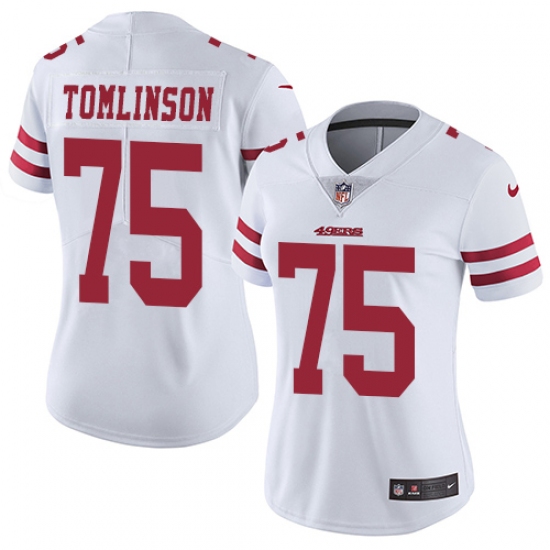 Women's Nike San Francisco 49ers #75 Laken Tomlinson White Vapor Untouchable Limited Player NFL Jersey - Ujersey