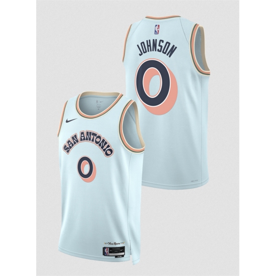 Men's San Antonio Spurs #0 Keldon Johnson Light Blue 2024-25 City Edition Stitched Basketball Jersey - Ujersey