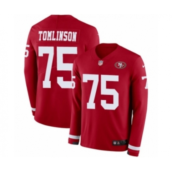 Men's Nike San Francisco 49ers #75 Laken Tomlinson Limited Red Therma Long Sleeve NFL Jersey - Ujersey