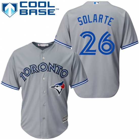 Men's Majestic Toronto Blue Jays #26 Yangervis Solarte Replica Grey Road MLB Jersey