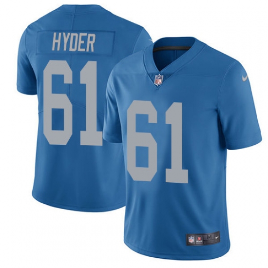 Men's Nike Detroit Lions #61 Kerry Hyder Limited Blue Alternate Vapor Untouchable NFL Jersey - Ujersey