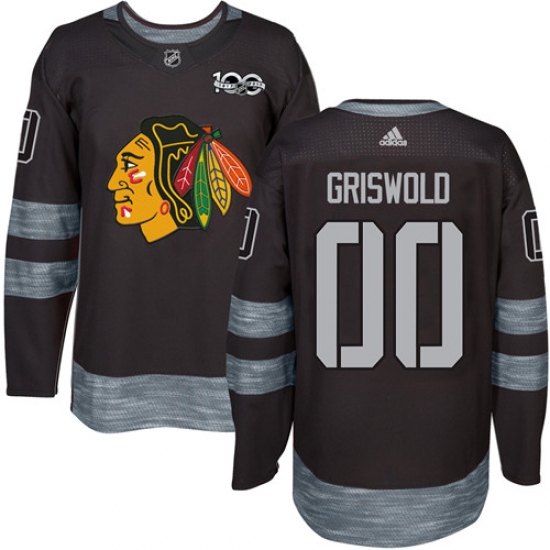 Men's Adidas Chicago Blackhawks #00 Clark Griswold Authentic Black 1917-2017 100th Anniversary NHL Jersey - Ujersey