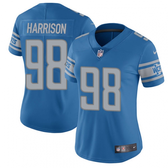 Women's Nike Detroit Lions #98 Damon Harrison Blue Team Color Vapor Untouchable Limited Player NFL Jersey - Ujersey