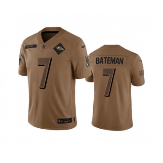 Men's Nike Baltimore Ravens #7 Rashod Bateman 2023 Brown Salute To Service Limited Football Stitched Jersey - Ujersey
