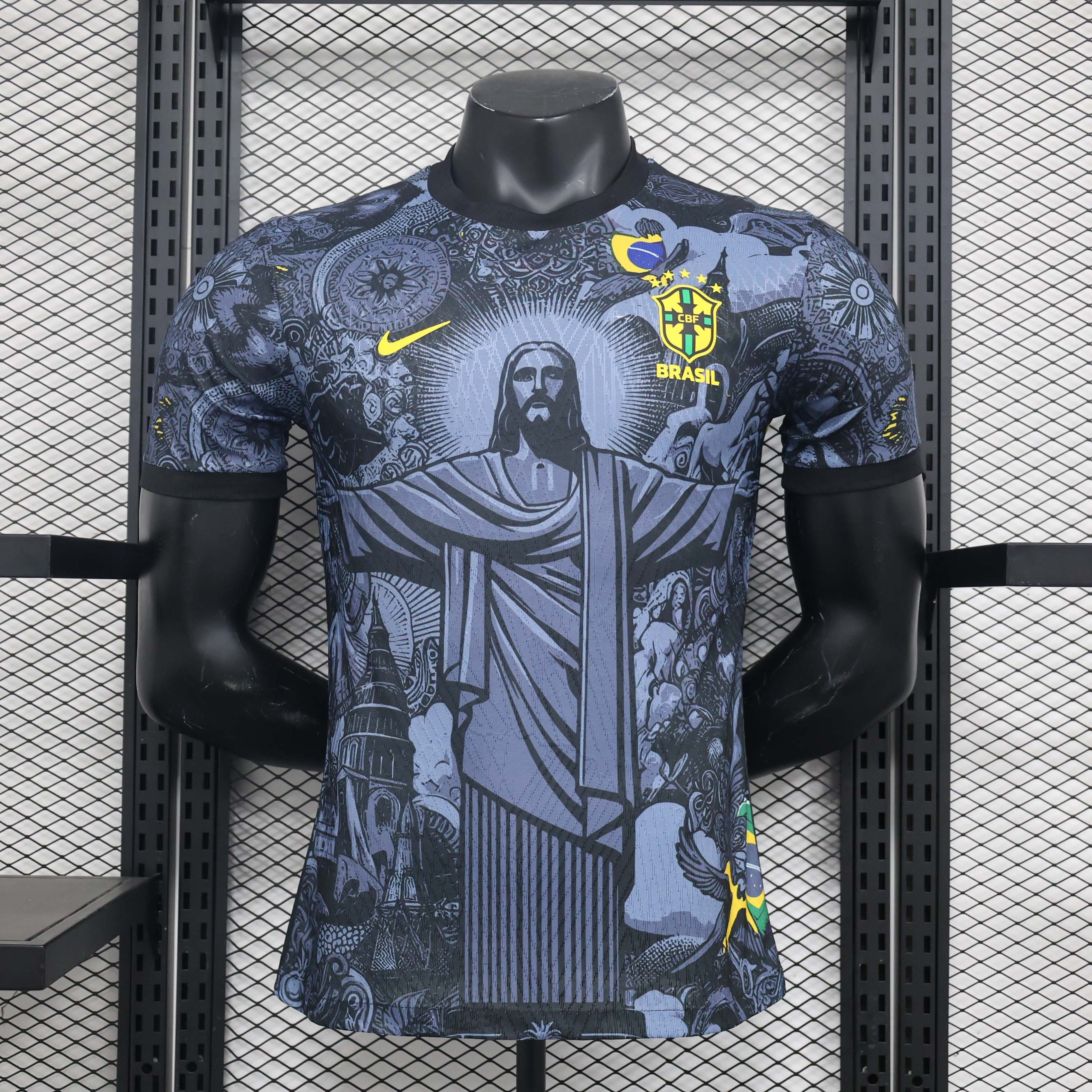 Brazil Soccer Jersey Jesus Christ the Redeemer Match Shirt 2024 - Ujersey NHL
