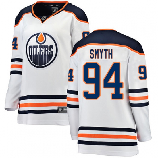 Women's Edmonton Oilers #94 Ryan Smyth Authentic White Away Fanatics Branded Breakaway NHL Jersey - Ujersey