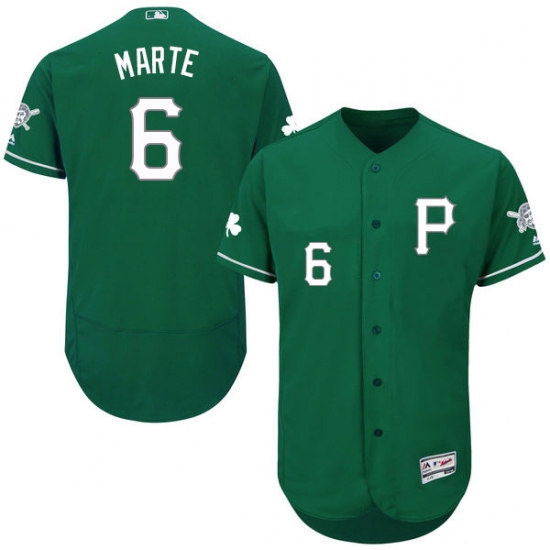 Men's Majestic Pittsburgh Pirates #6 Starling Marte Green Celtic Flexbase Authentic Collection MLB Jersey - Ujersey