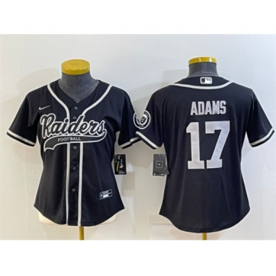 Women's Las Vegas Raiders #17 Davante Adams Black With Patch Cool Base Stitched Baseball Jersey(Run Small) - Ujersey