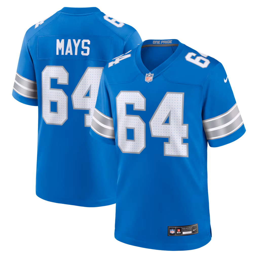 Men's Detroit Lions Cade Mays Nike Blue Team Game Jersey - U-jersey