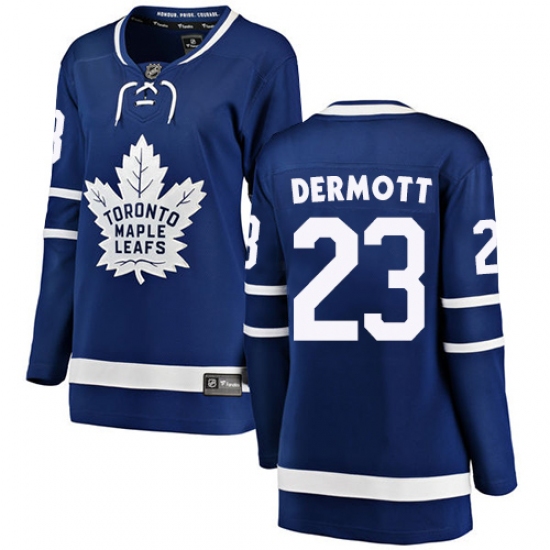 Women's Toronto Maple Leafs #23 Travis Dermott Authentic Royal Blue Home Fanatics Branded Breakaway NHL Jersey - Ujersey