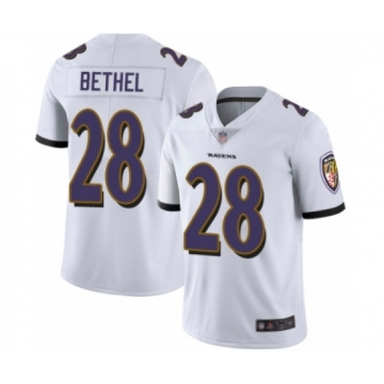 Men's Baltimore Ravens #28 Justin Bethel White Vapor Untouchable Limited Player Football Jersey - Ujersey