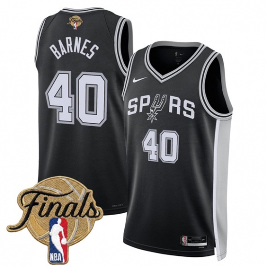Men's San Antonio Spurs #40 Harrison Barnes Black 2026 Finals Icon Edition Stitched Basketball Jersey - Ujersey