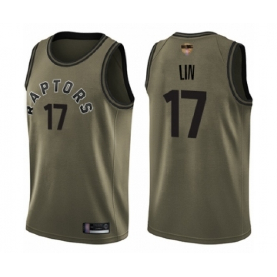 Youth Toronto Raptors #17 Jeremy Lin Swingman Green Salute to Service 2019 Basketball Finals Bound Jersey - Ujersey