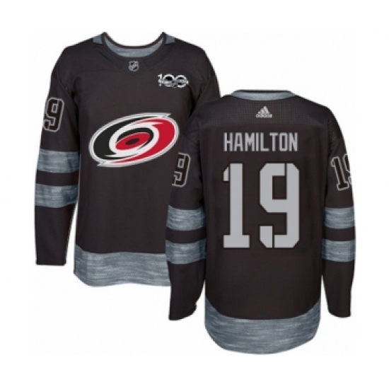 Men's Adidas Carolina Hurricanes #19 Dougie Hamilton Authentic Black 1917-2017 100th Anniversary NHL Jersey - Ujersey