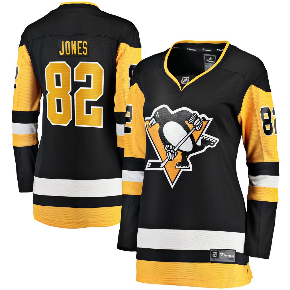 Women's Pittsburgh Penguins Caleb Jones Fanatics Black Home Breakaway Jersey - U-jersey