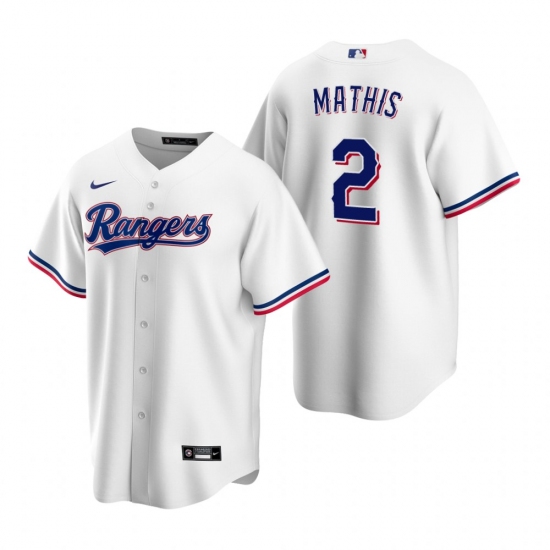 Men's Nike Texas Rangers #2 Jeff Mathis White Home Stitched Baseball Jersey - Ujersey