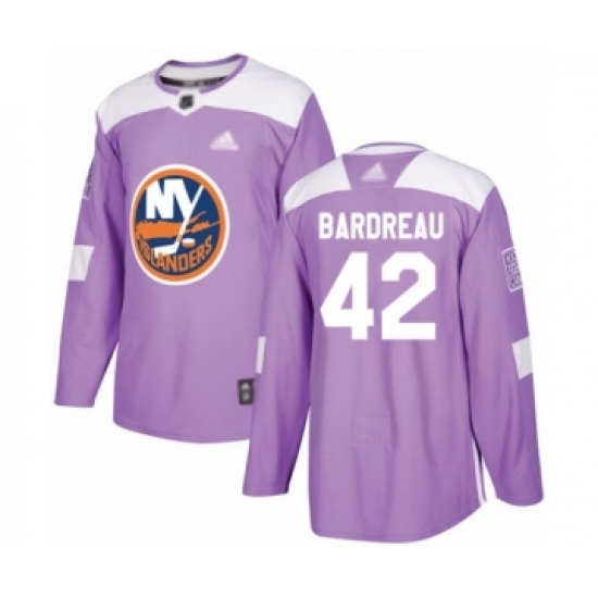 Men's New York Islanders #42 Cole Bardreau Authentic Purple Fights Cancer Practice Hockey Jersey - Ujersey