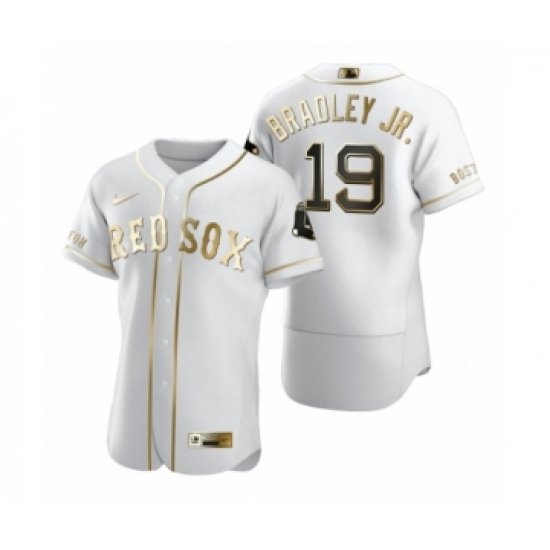 Men Boston Red Sox #19 Jackie Bradley Jr. Nike White Authentic Golden Edition Jersey - Ujersey