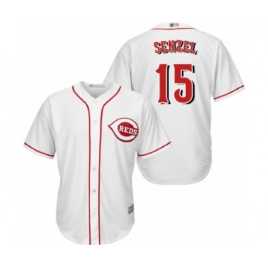 Youth Cincinnati Reds #15 Nick Senzel Replica White Home Cool Base Baseball Jersey - Ujersey