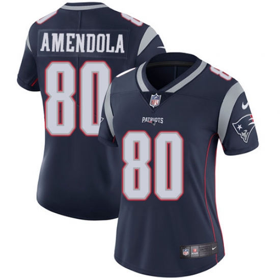 Women's Nike New England Patriots #80 Danny Amendola Navy Blue Team Color Vapor Untouchable Limited Player NFL Jersey - Ujersey