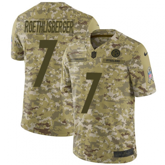 Youth Nike Pittsburgh Steelers #7 Ben Roethlisberger Limited Camo 2018 Salute to Service NFL Jersey - Ujersey