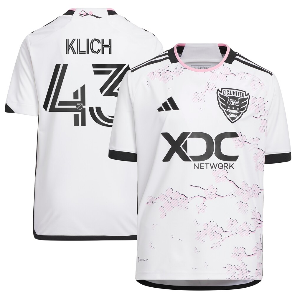 Youth D.C. United Mateusz Klich adidas White 2023 The Cherry Blossom Kit Replica Player Jersey - Ujersey