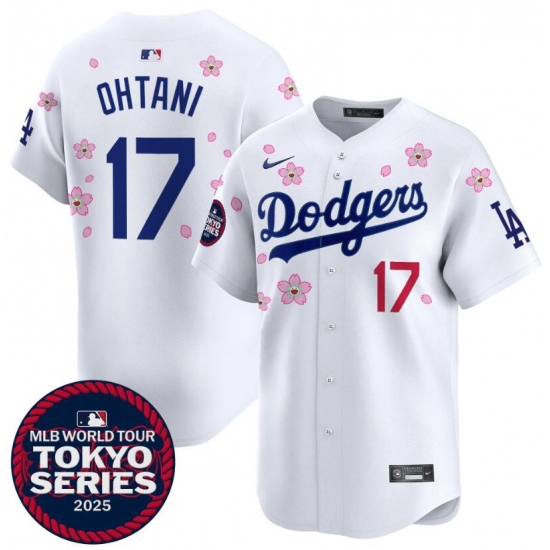 Men's Los Angeles Dodgers #17 Shohei Ohtani White 2025 Tokyo Series Limited Stitched Baseball Jersey - Ujersey