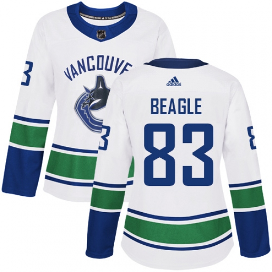 Women's Adidas Vancouver Canucks #83 Jay Beagle Authentic White Away NHL Jersey