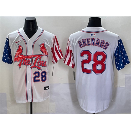 Men's St. Louis Cardinals #28 Nolan Arenado White Independence Day Vapor Premier Limited Stitched Baseball Jersey - Ujersey